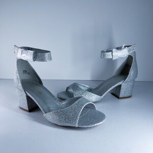 Elegant Silver Ankle‎ Strap Heels
